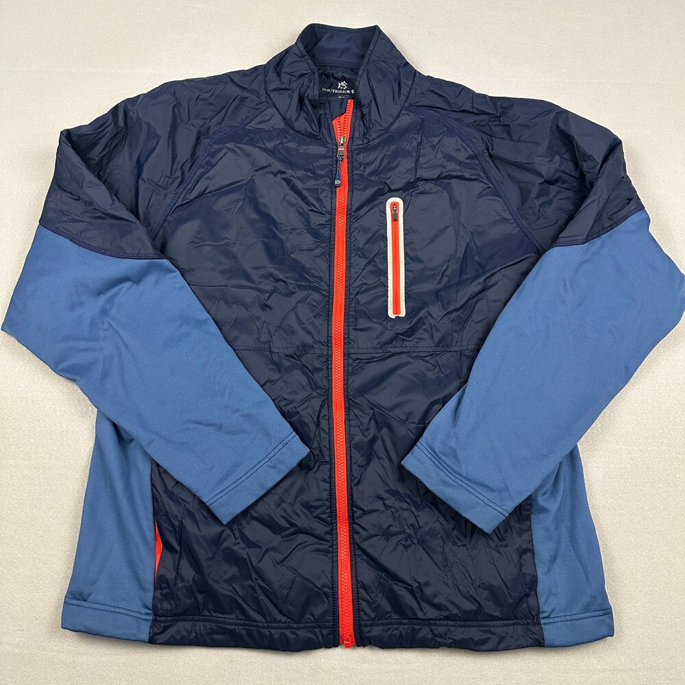 Southern Tide Jacket Men XL Blue Solid Zip T3 Windward Performance Lightweight